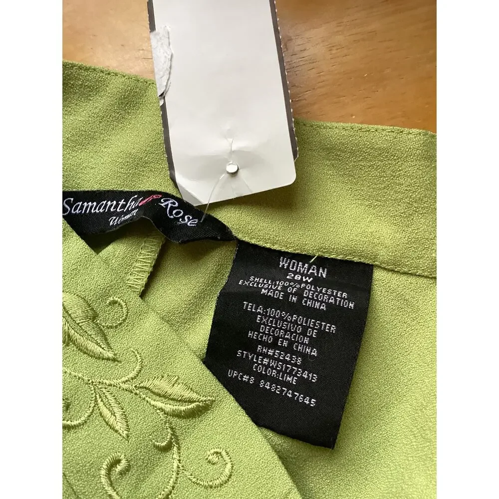 2189 Samantha Rose Womans Embroidered Top and Skirt Matching Set Lime Size 28W